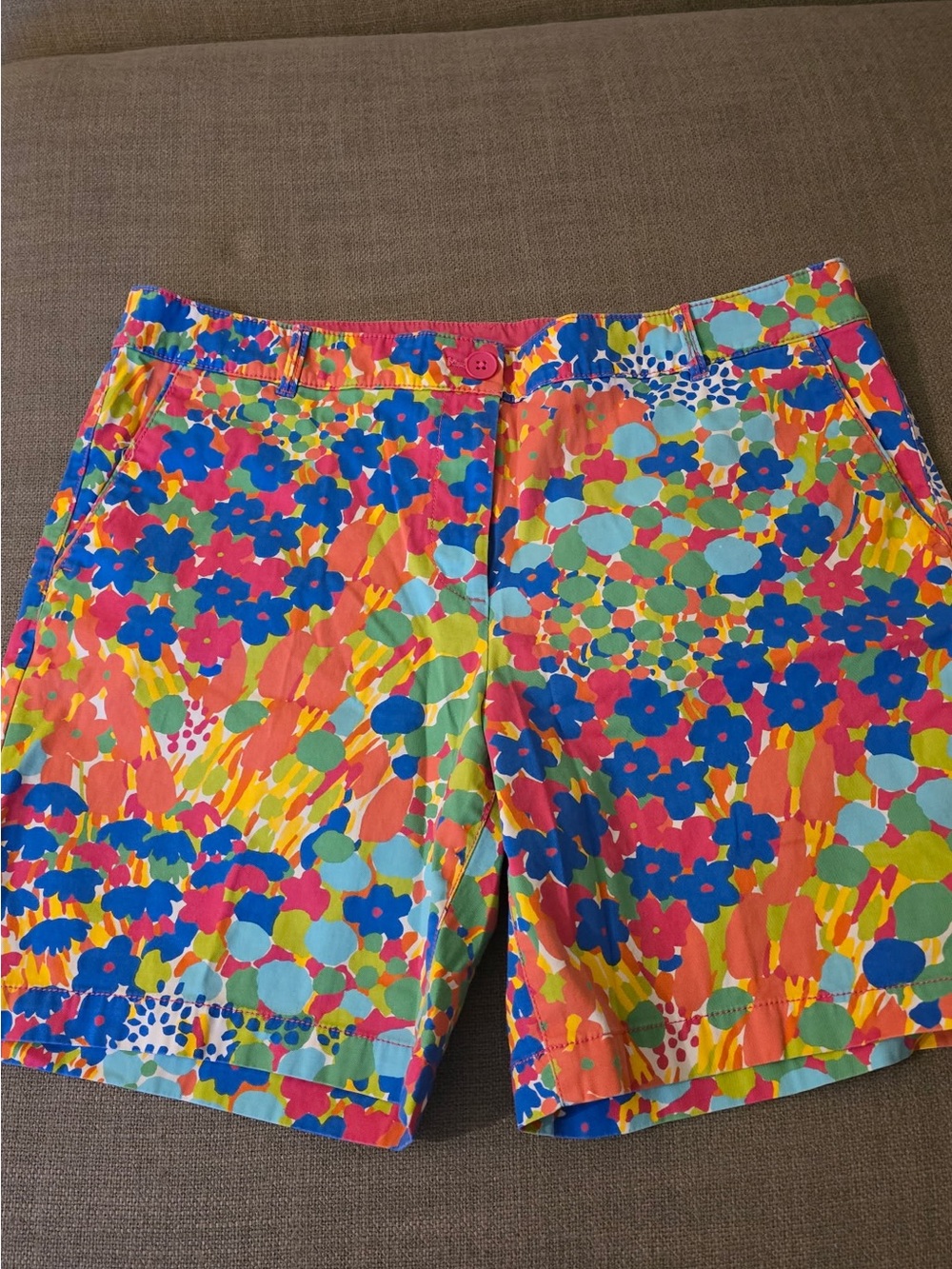 Talbots Floral Print Bermuda Shorts in Blue, Pink, Green, Orange